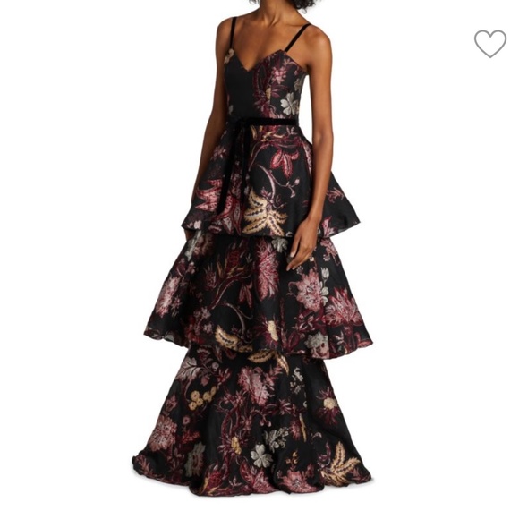 Marchesa Notte Floral Gown - Picture 3 of 9